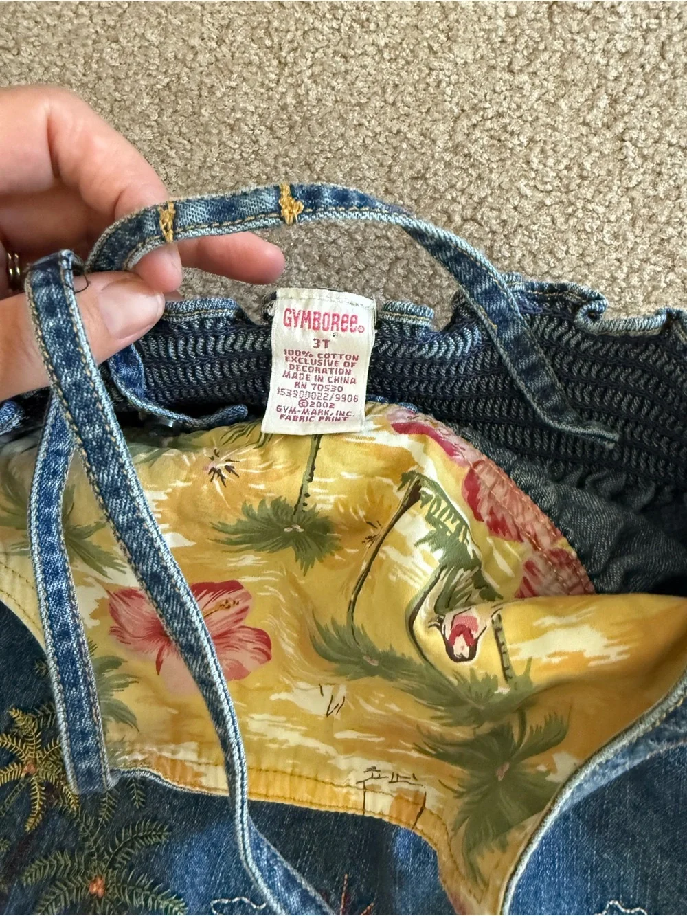 Gymboree Blue Denim Tropical Embroidered Sundress